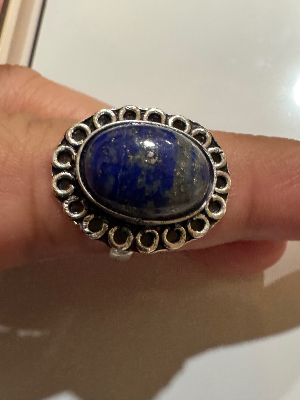 Lapis lazuli Oval Statement Ring - size 7